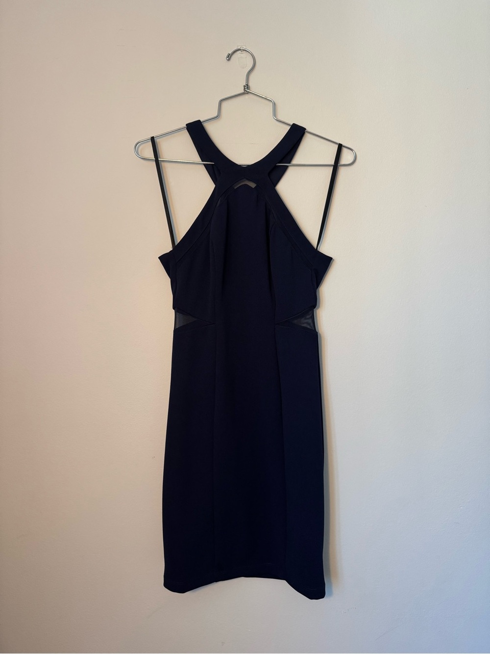 Navy Sleeveless Halter Mini Dress